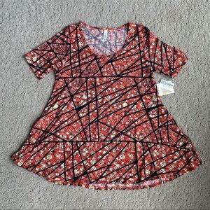 LuLaRoe Perfect Tee Size Orange Splatter Medium NWT